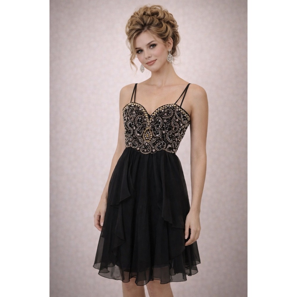 Dave‎ & Johnny Mini Dress Lace Size XXS 1/2 Rhinestone Sweetheart Cocktail